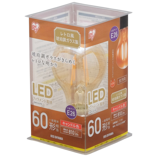 LEDフィラメント電球 レトロ球 E26 60形相当