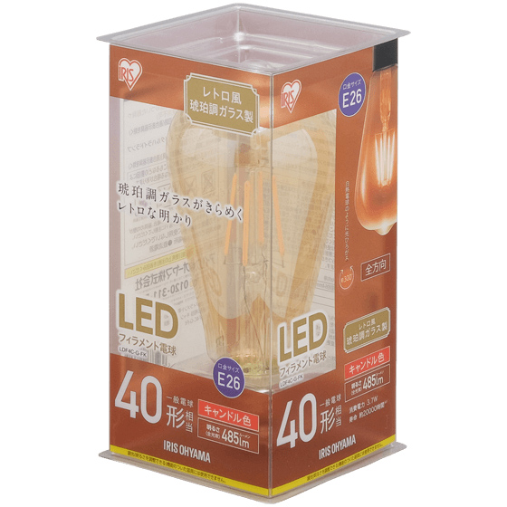 LEDフィラメント電球 レトロ球 E26 40形相当 ST形