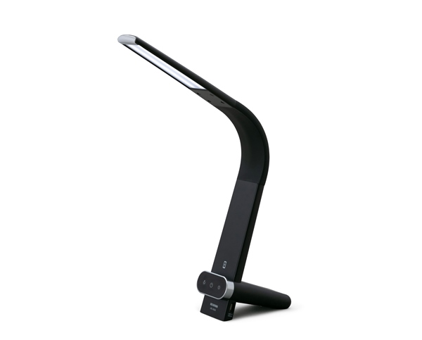 LEDデスクライト Qi充電シリーズ 縦置きタイプ 調光・調色 ブラック