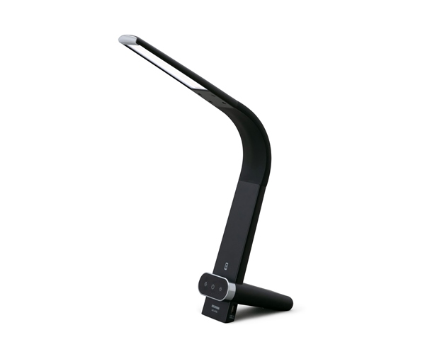 LEDデスクライト Qi充電シリーズ 縦置きタイプ 調光・調色 ブラック