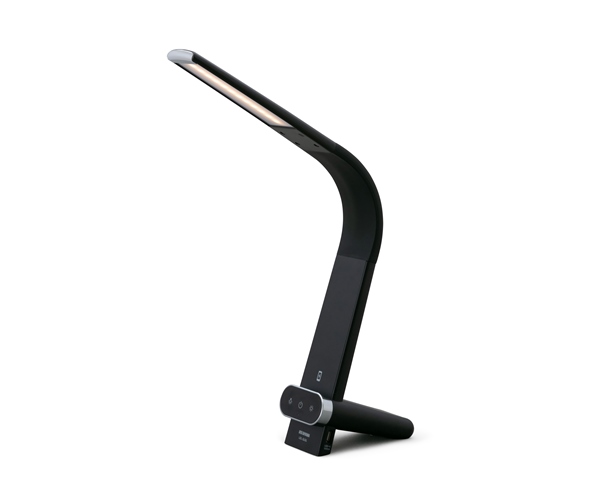 LEDデスクライト Qi充電シリーズ 縦置きタイプ 調光・調色 ブラック