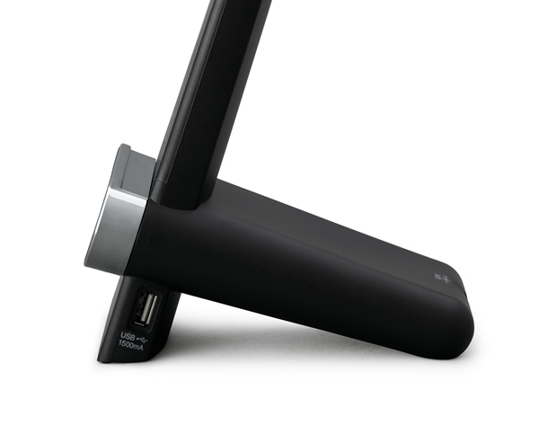 LEDデスクライト Qi充電シリーズ 縦置きタイプ 調光・調色 ブラック