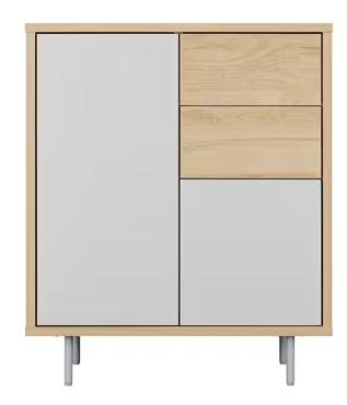 リビングキャビネット 金属脚付き ナチュラル/グレー