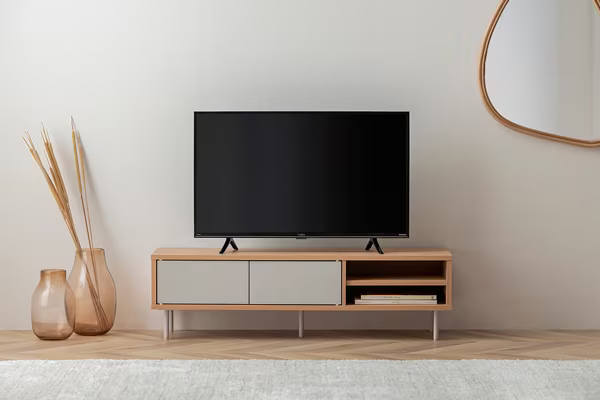 収納付きAVボード ナチュラル/グレー