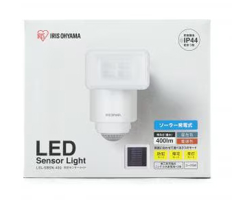 ソーラー式LED防犯センサーライト パールホワイト