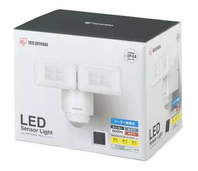 ソーラー式LED防犯センサーライト パールホワイト