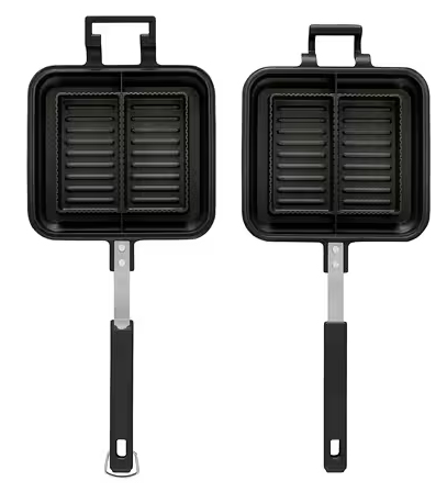 具だくさんホットサンドメーカーダブル IHガス火両用 ブラック