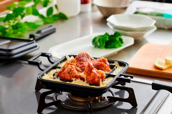 具だくさんホットサンドメーカーダブル IHガス火両用 ブラック