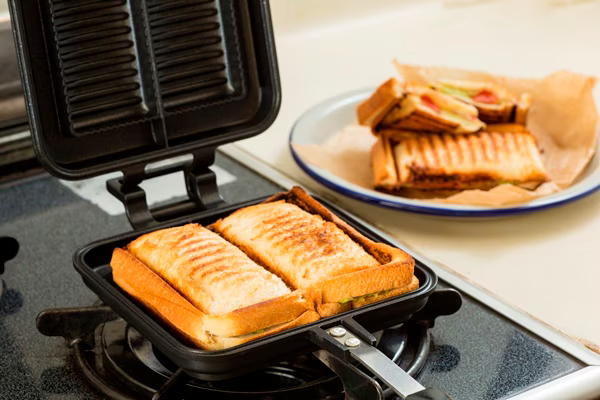 具だくさんホットサンドメーカーダブル IHガス火両用 ブラック