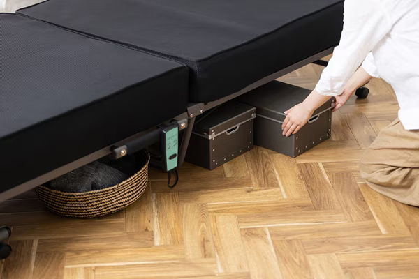 折りたたみ電動リクライニングベッド ブラック