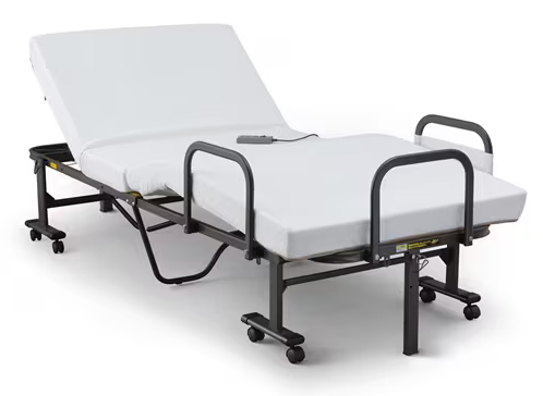 折りたたみ電動リクライニングベッド セミシングル ホワイト