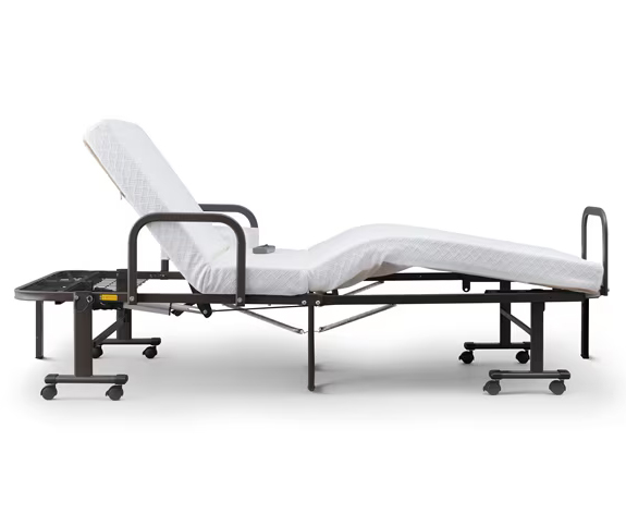 折りたたみ電動リクライニングベッド セミシングル ホワイト