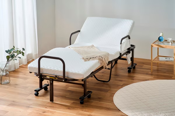 折りたたみ電動リクライニングベッド セミシングル ホワイト