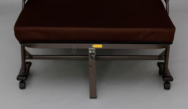 折りたたみ電動リクライニングベッド セミシングル ブラウン