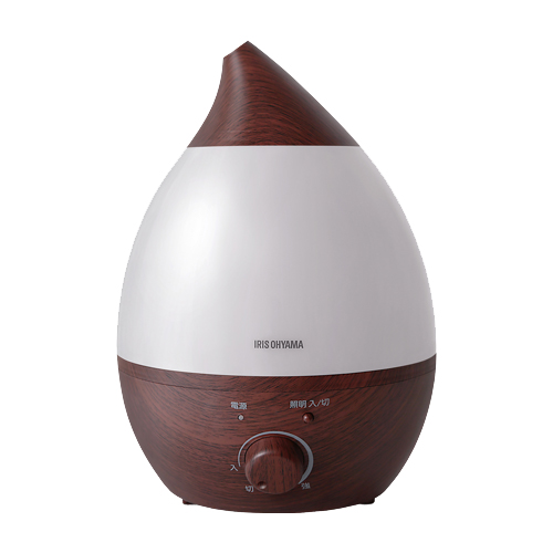 超音波式加湿器 しずく型 木目調 ダークブラウン