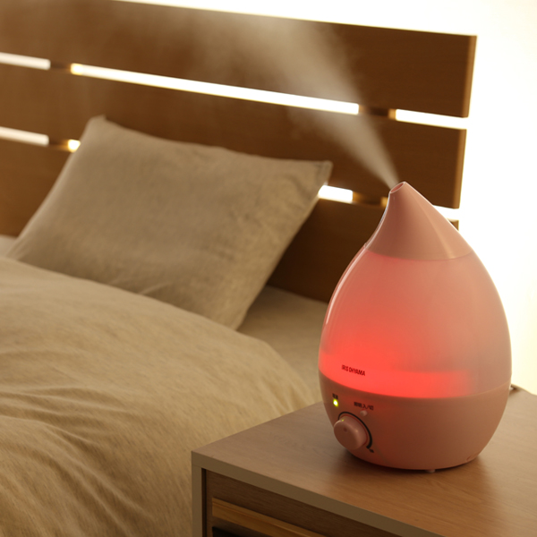 超音波式加湿器 しずく型 ピンク