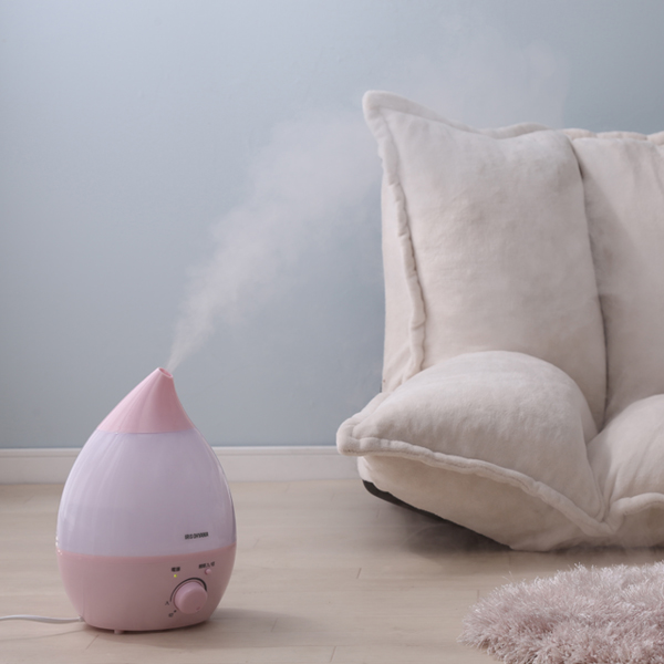 超音波式加湿器 しずく型 ピンク