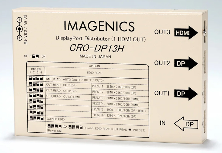 DisplayPort1入力3分配器（EDID、HDMIコンバート）