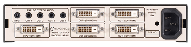 HDCP対応デジタル(DVI/HDMI)1入力4出力分配器