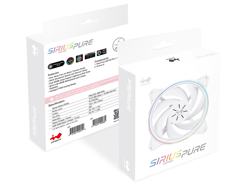 Sirius Pure ASP120 120mmケースファンのホワイトモデル！1個パック