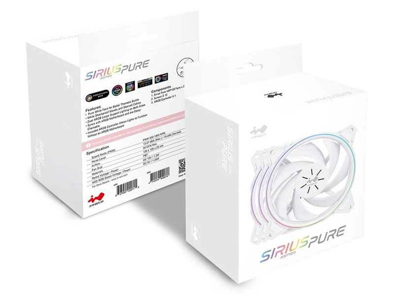 Sirius Pure ASP120 120mmケースファンのホワイトモデル！3個パック