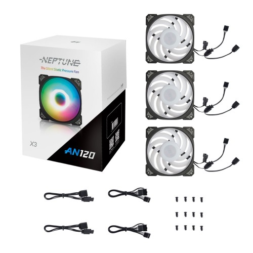 【ARGB対応120mmケースファン3個セット】Neptune AN120/ARGB LED搭載 静音と静圧のバランス