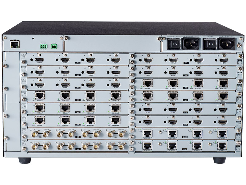 4K60 32入力32出力モジュラー型マトリクススイッチャ