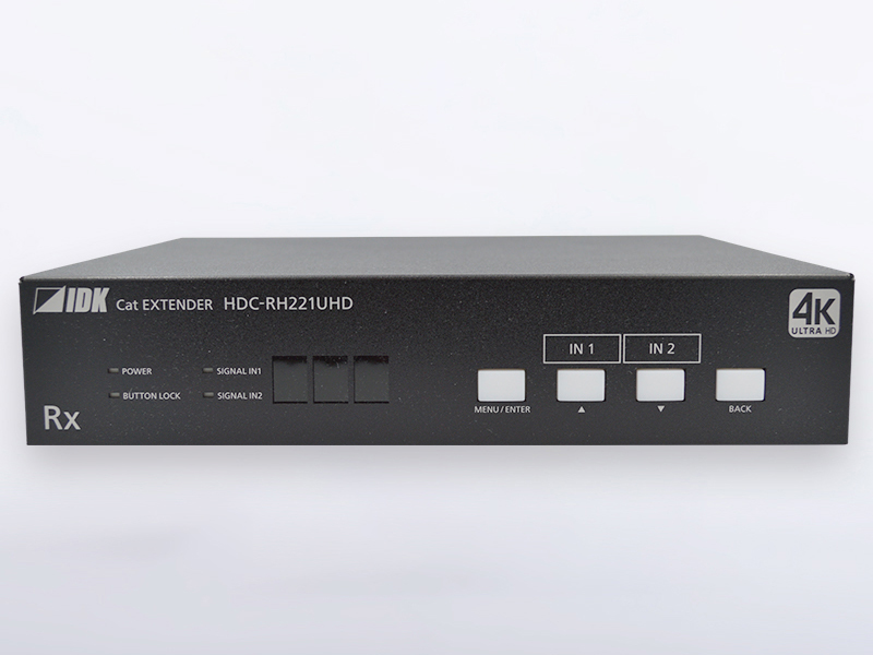 4K60、HDCP2.2対応2入力3分配出力ツイストペアケーブル延長器