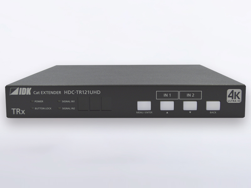 4K60、HDCP2.2対応2入力2分配出力ツイストペアケーブル延長器