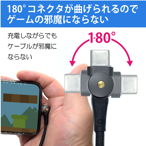 180°回転コネクタケーブル for Type-C