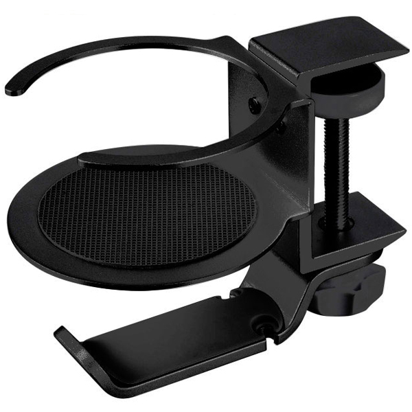 アルミデスクフック＆カップホルダー ブラック