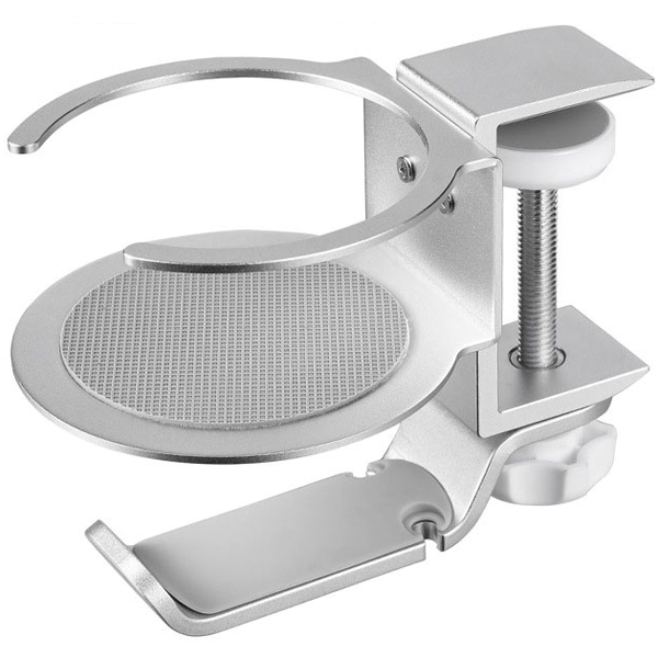 アルミデスクフック＆カップホルダー シルバー