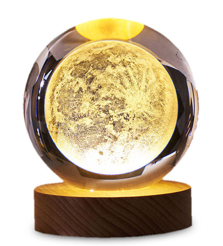 3Dクリスタルボールライト ムーン 電球色