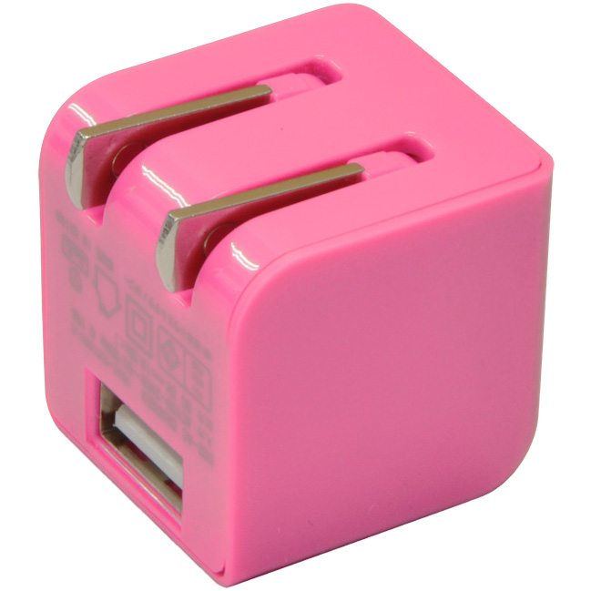 USB充電器 cube AC mini 1A ピンク