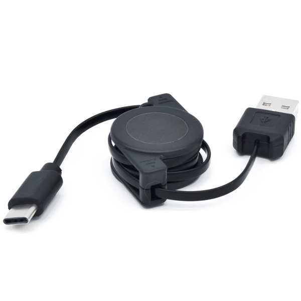 USB TypeC充電リールケーブル ブラック