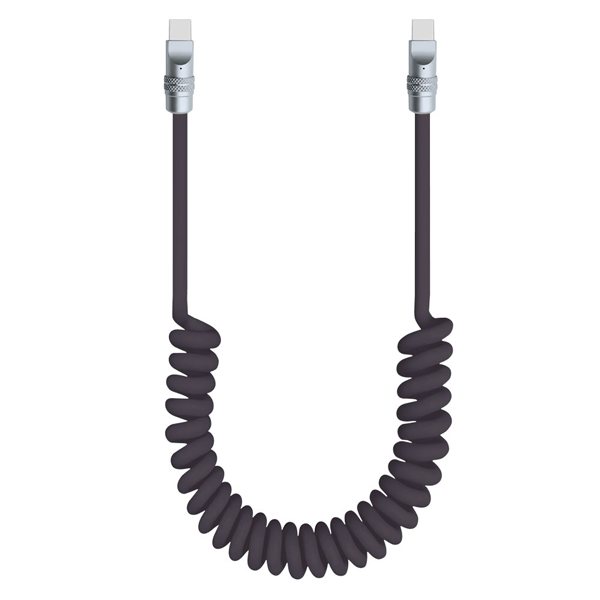 PD100W シリコンコイルケーブル 1.5m ブラック