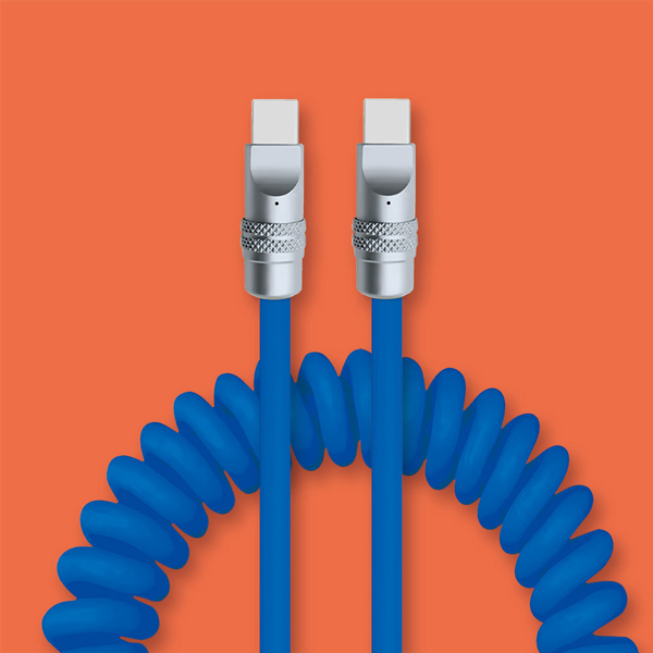 PD100W シリコンコイルケーブル 1.5m ブルー