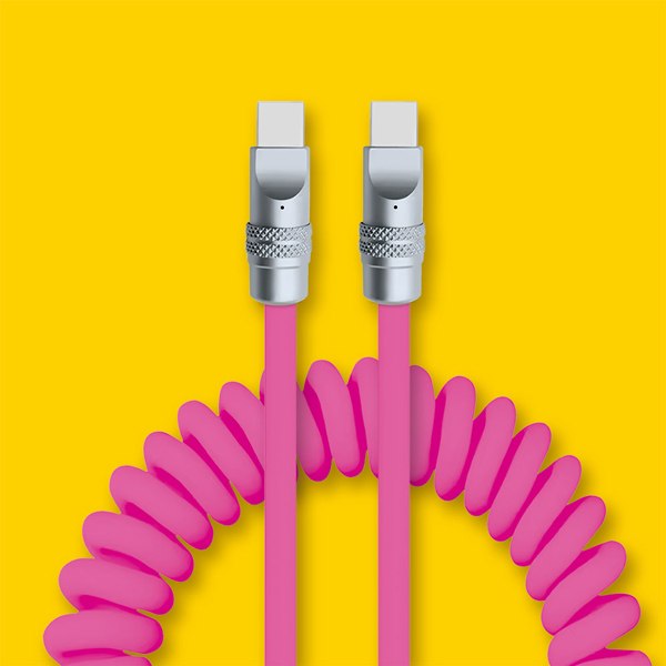 PD100W シリコンコイルケーブル 1.5m ピンク