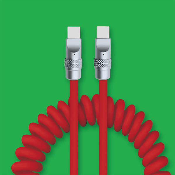 PD100W シリコンコイルケーブル 1.5m レッド