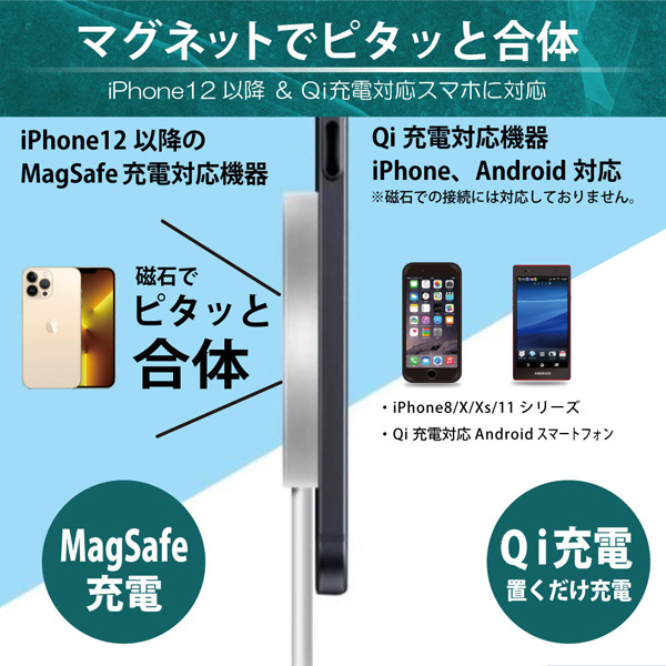 MagSafe用アルミデスクスタンド＋マグネット内蔵ワイヤレス充電器セット