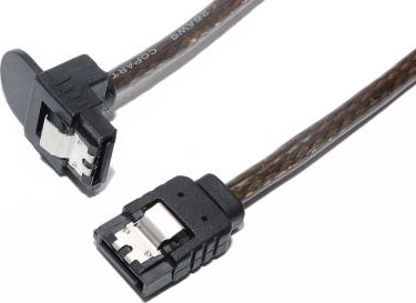 Bullet シリアルATA3ケーブル 片下L型 ラッチ付 取っ手付コネクター 30cm グラファイト ラウンドタイプ