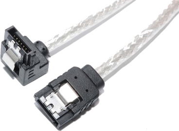 Bullet シリアルATA3ケーブル 片下L型 ラッチ付 30cm シルバー ラウンドタイプ