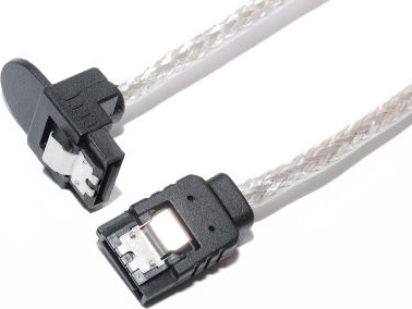 Bullet シリアルATA3ケーブル 片下L型 ラッチ付 取っ手付コネクター 50cm シルバー ラウンドタイプ