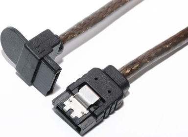 Bullet シリアルATA3ケーブル 片上L型 ラッチ付 取っ手付コネクター 50cm グラファイト ラウンドタイプ