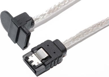 Bullet シリアルATA3ケーブル 片上L型 ラッチ付 取っ手付コネクター 50cm シルバー ラウンドタイプ