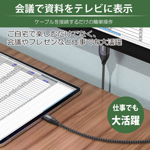 hoco UA16 Type-C to HDMI 変換ケーブル 2m
