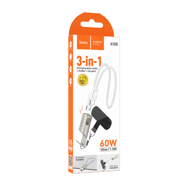 hoco X126 PD60W 3 in 1ケーブル ライトグレー