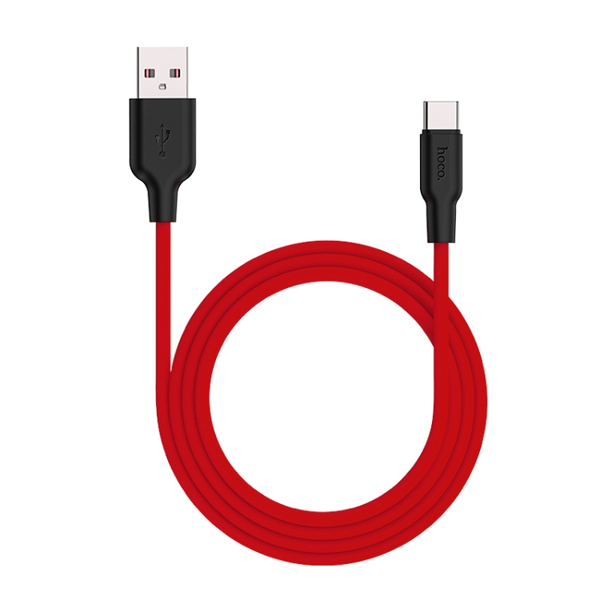 hoco X21Plus シリコン充電ケーブル Type-C 1.0m レッド