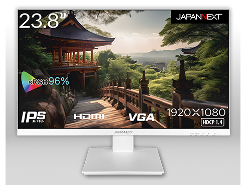 液晶ディスプレイ/23.8型/1920×1080/HDMI×1、VGA×1/ホワイト/スピーカー：無/2年保証