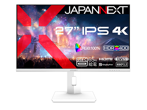 液晶ディスプレイ 27型/3840×2160/HDMI×1、DP×1、USB-C×1/ホワイト/スピーカー有/2年保証